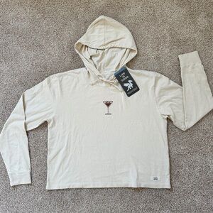 Life Is Good Espresso Martini Cropped Boxy Crusher Hoodie NEW Long Sleeve Medium